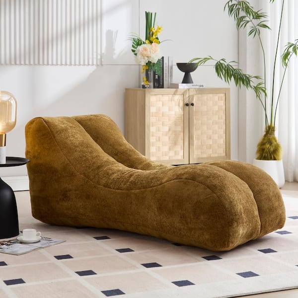 JUJABU 30 in. Brown Polyester Bean Bag with High-Quality Sponge for Adults