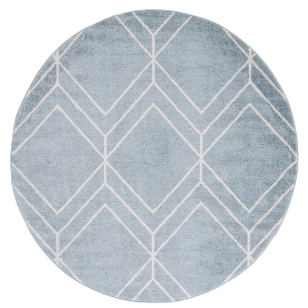 SAFAVIEH Adirondack Blue/Ivory 8 ft. x 8 ft. Diamond Round Area Rug
