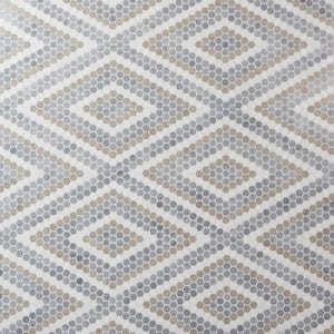 Hyperion Diamond Beige 15.03 in. x 17.36 in. Polished Marble Mosaic Floor and Wall Tile (1.81 sq. ft./Each)