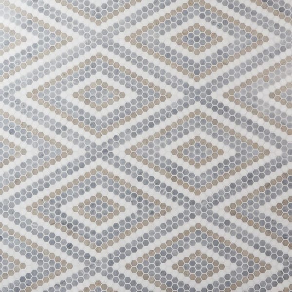 Ivy Hill Tile Hyperion Diamond Beige 15.03 in. x 17.36 in. Polished Marble Mosaic Floor and Wall Tile (1.81 sq. ft./Each)