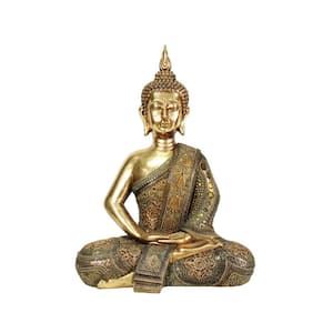 19.1 in. Tall Frosted Gold Polyresin Buddha in Dhyana Mudra