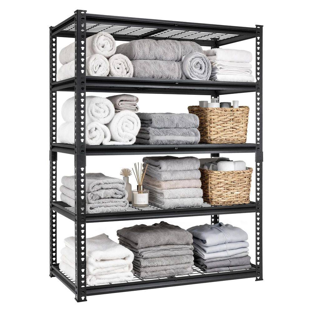 48 in. W x 72 in. H x 18 in. D 5-Tiers Heavy Duty Garage Metal Adjustable Household Shelving Unit in Black price history on PriceWatchPro