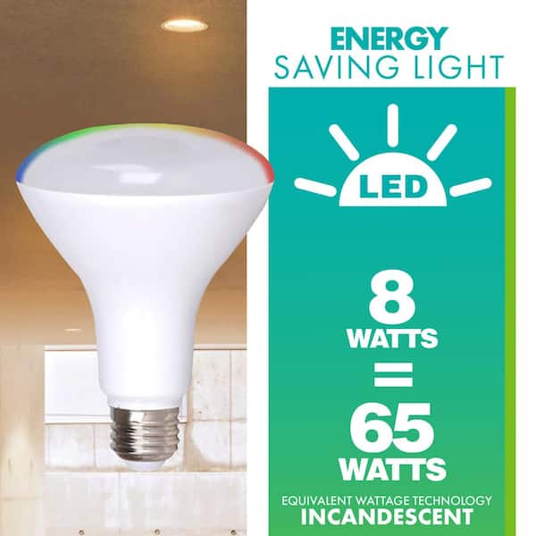Simply Conserve 60-Watt Equivalent BR30 ENERGY STAR Smart LED Light Bulb with Color Select No Hub Required (4-Pack)