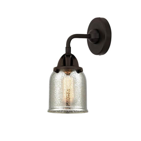 Innovations Bell 1-Light Oil Rubbed Bronze, Silver Plated Mercury Wall Sconce with Silver Glass Shade