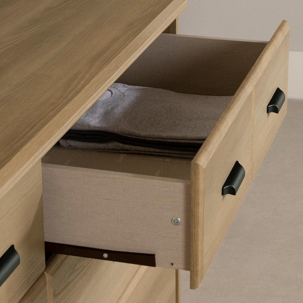 Weathered Oak 6-Drawer Horizontal Double Dresser