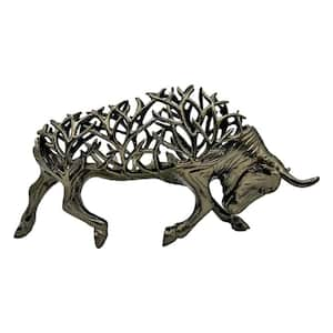 Bronze 14 in. x 7.5 in. Decorative Handmade Aluminum Metal Abstract Bull Sculpture