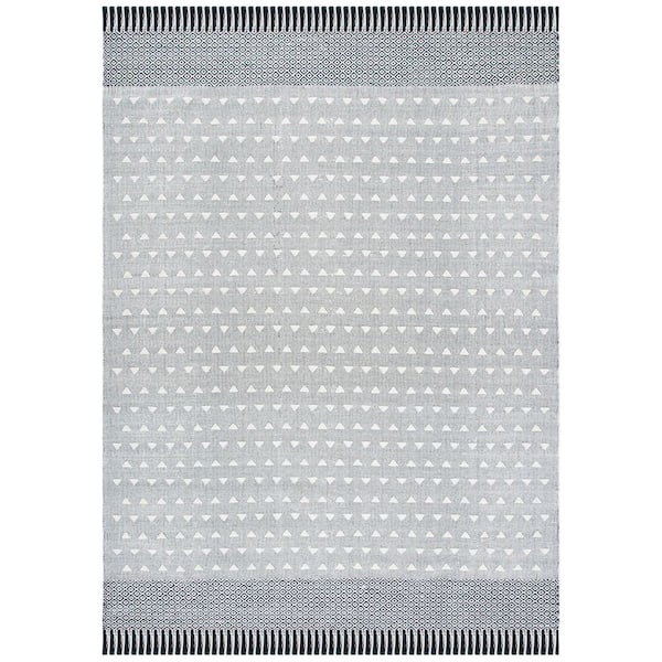 Vermont 8 ft. x 10 ft. Ivory/Black Geometric Border Area Rug