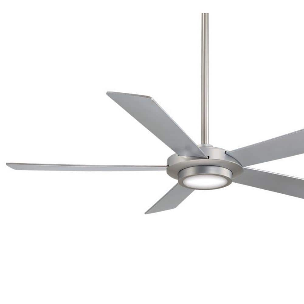 52" Brushed Nickel Ceiling Fan with Silver Blades and LED Light