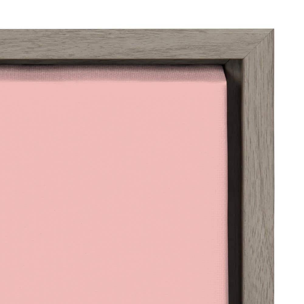 Pink and Gray Minimalist Canvas Art Print with Floral Design, 18x24