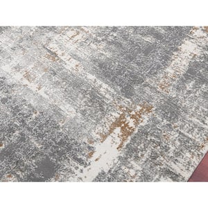 Savannah Milan Gray 5 ft. 3 in. x 7 ft. 9 in. Modern Abstract Polyester Blend Area Rug