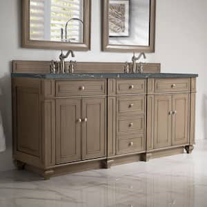 Bristol 72.0 in. W x 23.5 in. D x 34.0 in. H Double Bath Vanity in Whitewashed Walnut with Parisien Bleu Quartz Top