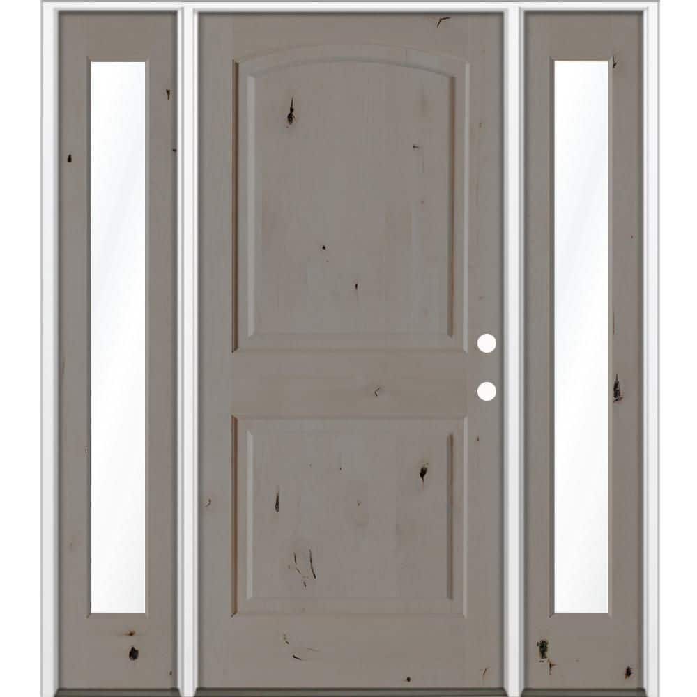 64 in. x 96 in. Knotty Alder 2 Panel Left-Hand/Inswing Clear Glass Weathered Gray Stain Wood Prehung Front Door DFSL price history on PriceWatchPro