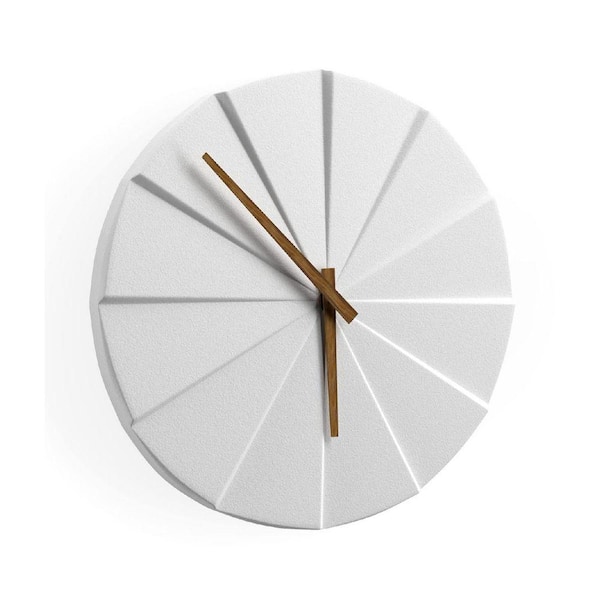 White Analog Plastic Silent Frameless Concrete Design Wall Clock ...