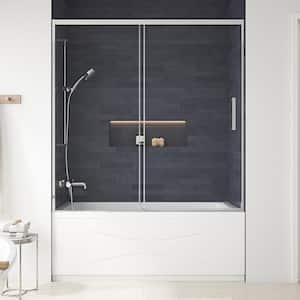 Kincaid 60 in. W x 59.06 in. H Sliding Tub Door in Chrome with Clear Glass