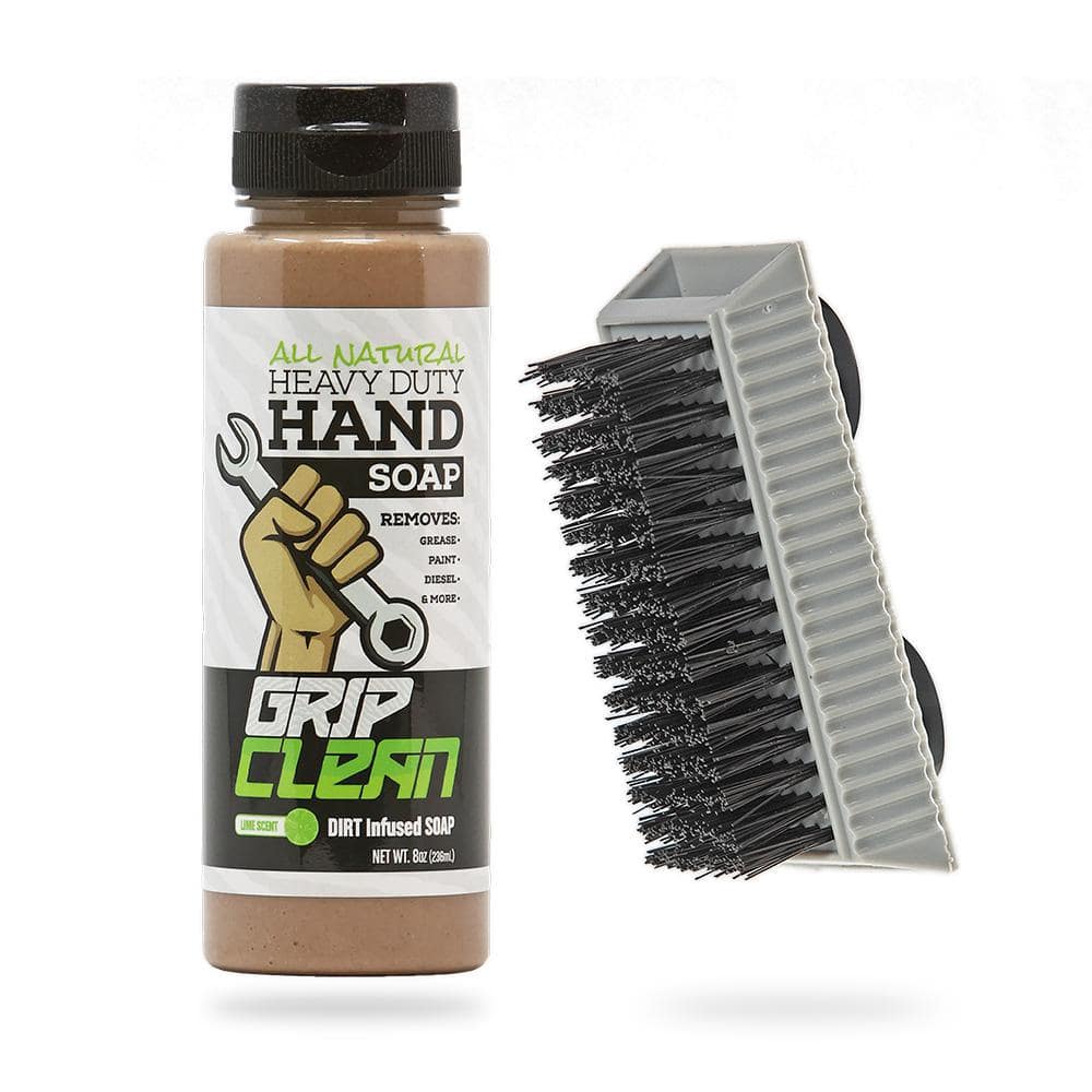 Grip Clean  Hand Cleaner for Auto Mechanics - Heavy Duty Pumice Soap  Dirt-Infused Hand Soap Absorbs Grease/Oil Stains Odors & More. All Natural  Soap with Moisturizing Ingredients. Lime Scented for Men