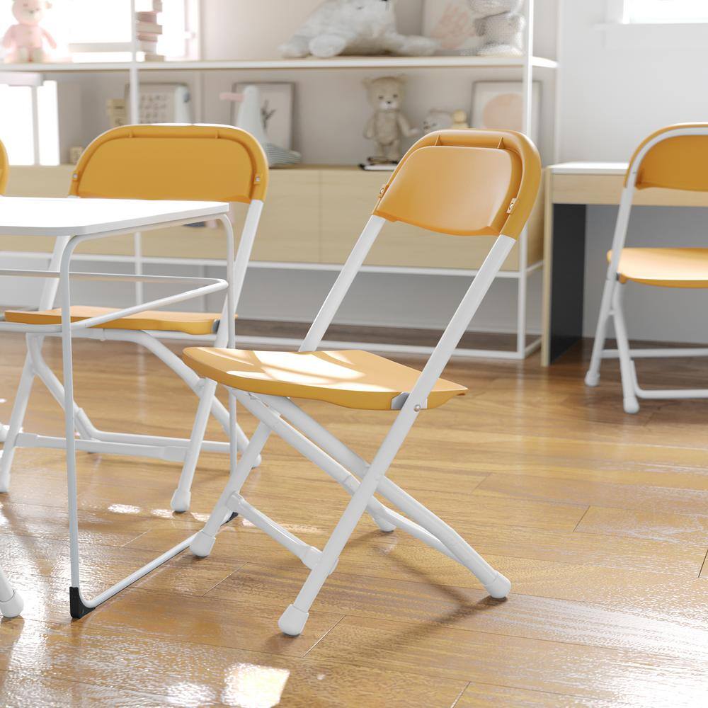 Kids Yellow Plastic and Metal Folding Chair