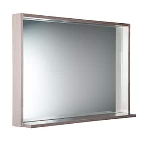 Allier 39.00 in. W x 26.00 in. H Framed Rectangular Bathroom Vanity Mirror in Gray Oak