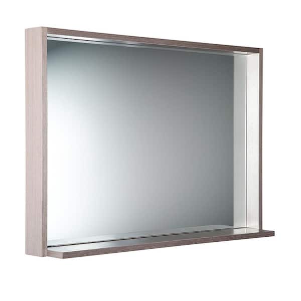 Fresca Allier 39.00 in. W x 26.00 in. H Framed Rectangular Bathroom Vanity Mirror in Gray Oak