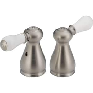 Pair of Leland Lever Handles in Stainless Steel for Bidets and 2-Handle Faucets