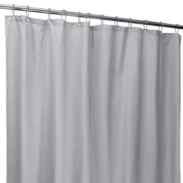 Bath Bliss 70 in. x 72 in. Silver Microfiber Soft Touch Seersucker Design Shower Curtain Liner