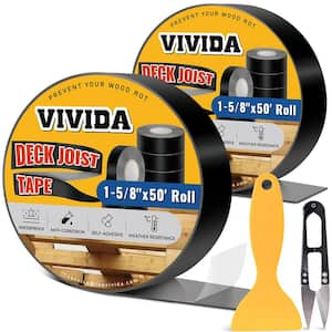 1-5/8 in. x 50 ft. Deck Joist Butyl Tape, Weather-Resistant Deck Flashing for Wood Decks Beams Roof (2-Pack)