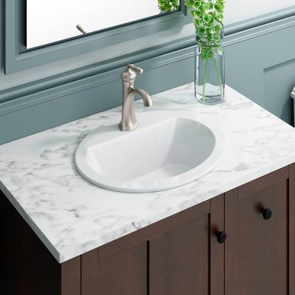 Bryant 20-1/4 in. Oval Drop-In Vitreous China Bathroom Sink in Biscuit with Overflow Drain