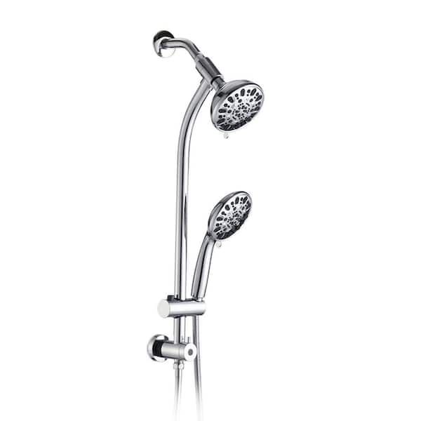 Wall Mount 7-Spray 5 in. Dual Shower Head and Handheld Shower Head Combo High Pressure in Polished Chrome