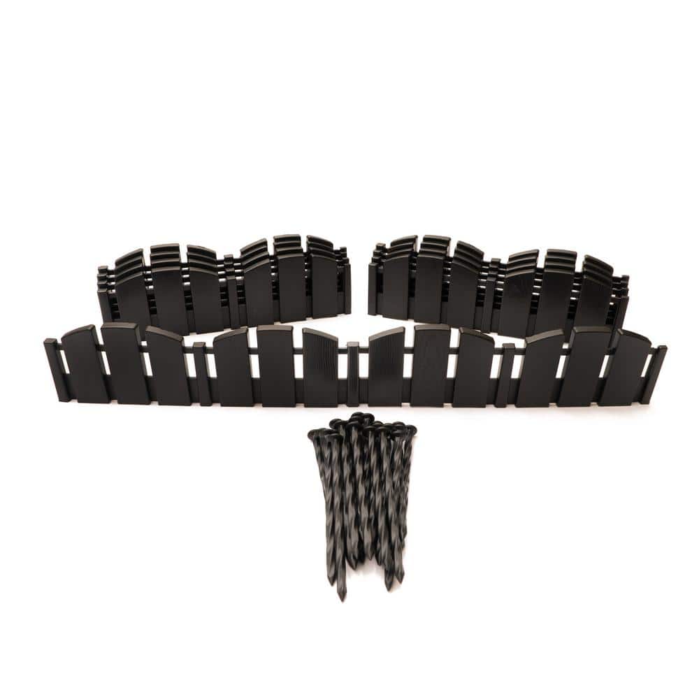 15 ft Black Plastic No-Dig Landscape Edging Kit with Anchoring Spikes