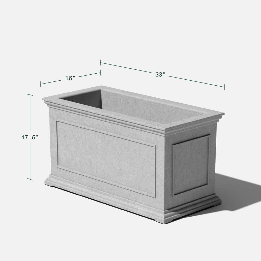 Brixton Estate 32" Polypropylene Gray Outdoor Planter