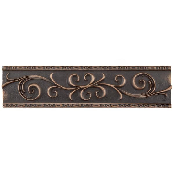 Merola Tile Contempo Venetian Bronze Scroll Liner 3 in. x 12 in. Mixed Material Wall Trim Tile