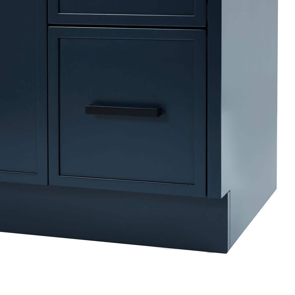 Midnight Blue Solid Wood 60" Freestanding Bathroom Vanity