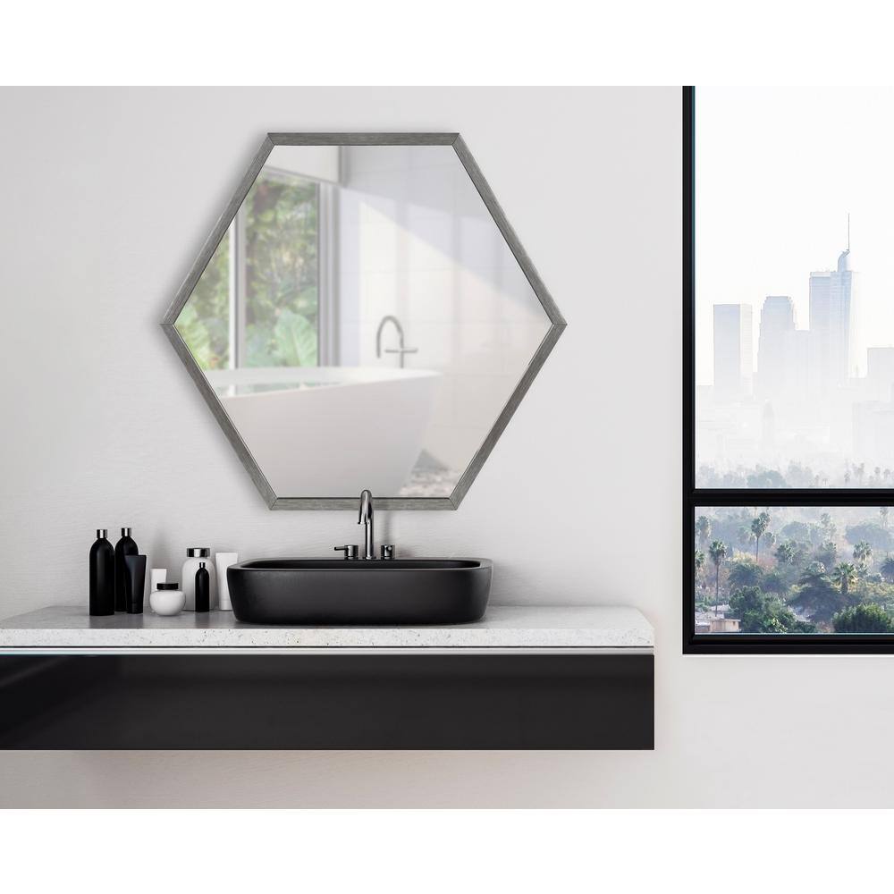Laverty Hexagonal 30.5" Silver Framed Modern Wall Mirror
