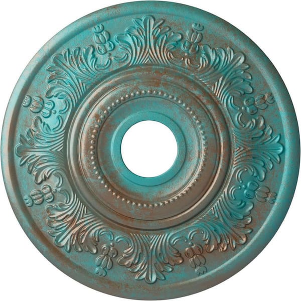 Ekena Millwork 1-1/2 in. x 20 in. x 20 in. Polyurethane Vienna Ceiling Medallion, Copper Green Patina