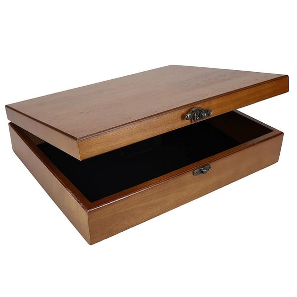 Black 12 in. x 3 in. Wood Decorative Box Z00CTUX8Y4 - The  display picture 2