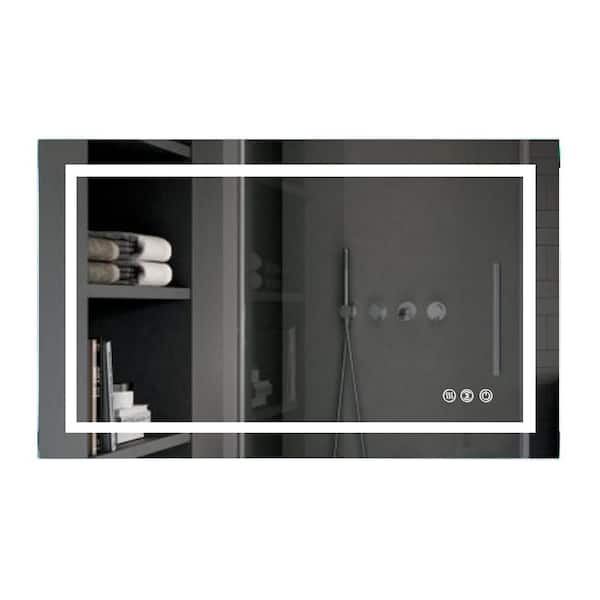 Unbranded 36 in. W x 24 in. H Rectangular Frameless Flush Wall Bathroom Vanity Mirror in Silver