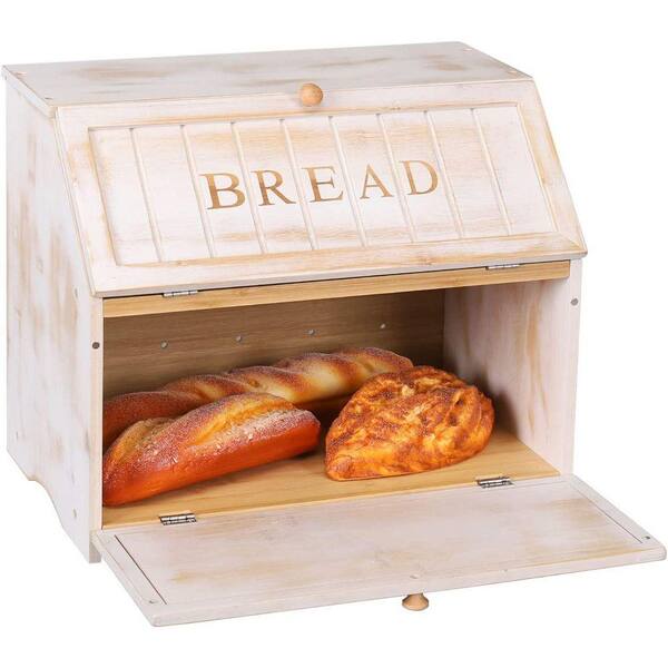 Lynzavix 1 Piece Vintage Double Layer Large Capacity Wooden Bread