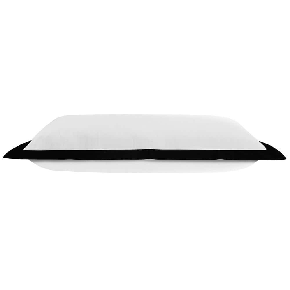 Elegant Empire Bordered Lumbar Pillow, White & Black, 14" x 36"