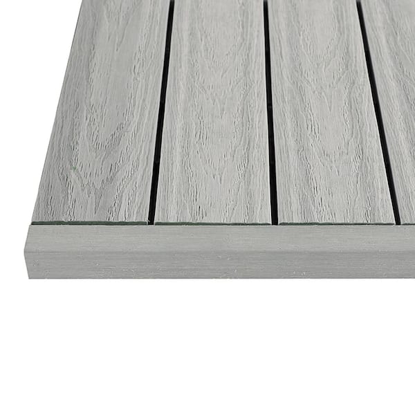 NewTechWood 1/12 ft. x 1 ft. Quick Deck Composite Deck Tile Straight Trim in Icelandic Smoke White (4-Pieces/Box)
