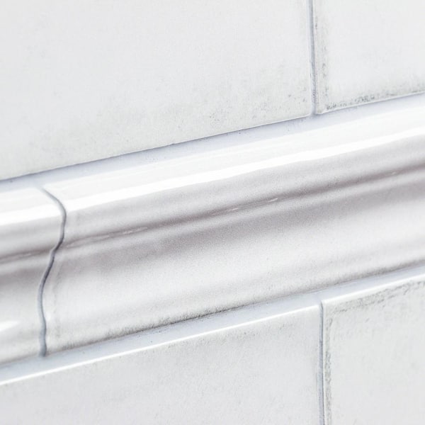 Moze White 2 in. x 12 in. Ceramic Chair Rail Liner