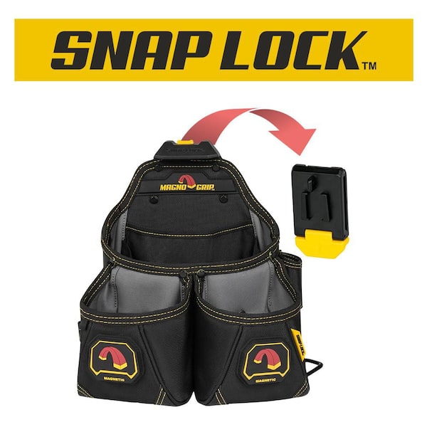 Snap Lock Framer Tool Pouch with Magnetic Storage, Hammer Loop, Tape Measure Clip and T-Chain Electrical Tape Holder