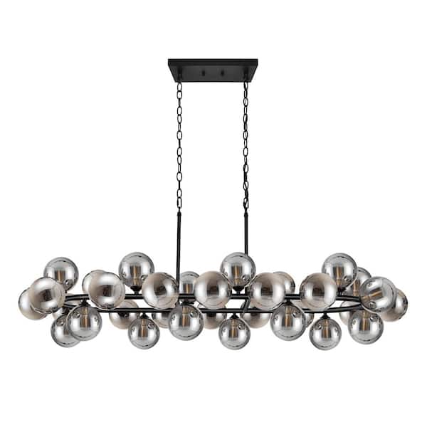 Unbranded 32 light Matte Black Oval Wagon Wheel Chandelier Large Chandelier for Dining Room Kitchen Island with no bulbs included