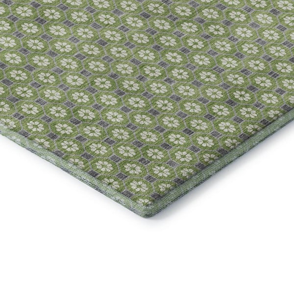 Mayfield Premium Machine Washable Abstract AMF1428 Green 2 ft. x 3 ft. Area Rug