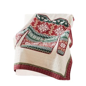 Multi-Colored Christmas Sweater Print Cotton Throw Blanket
