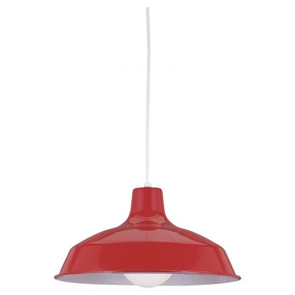 Generation Lighting 1-Light Red Pendant with Painted Shade