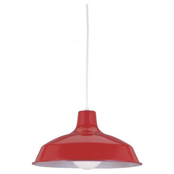 Sea Gull Lighting 1-Light Red Pendant with Painted Shade