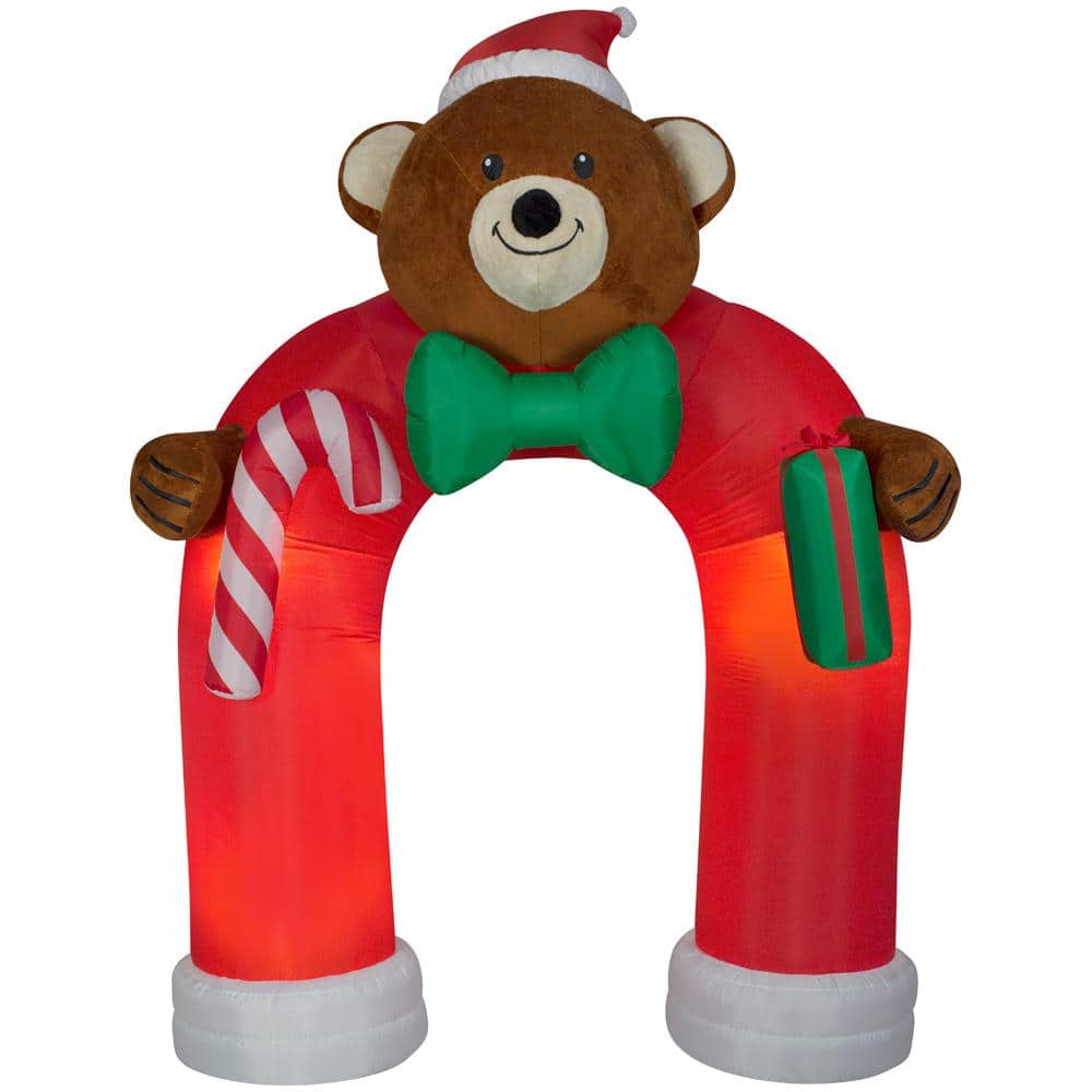 Holiday 11 ft. H x 8 ft. W Animated Inflatable Plush Teddy Bear Archway wit