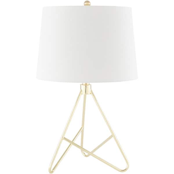 Artistic Weavers Riften 23.75 in. Brass Indoor Table Lamp with White Barrel Shaped Shade