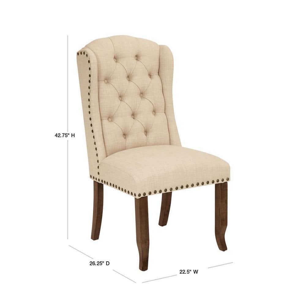 Elegant Linen Upholstered Parsons Side Chair with Wood Legs