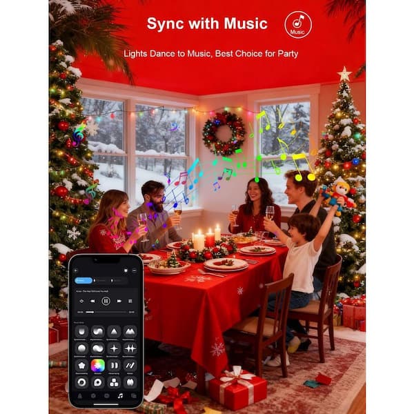 Christmas Lights 33 ft. RGB Color Changing IC, 100 LED Smart