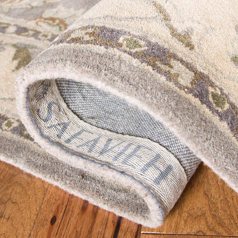 Handmade Gray and Beige Wool Tufted Rectangular Rug 36" x 24"